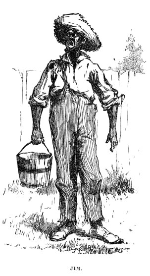 Kemble’s portrait of Jim, standing with a straw hat and a bucket.